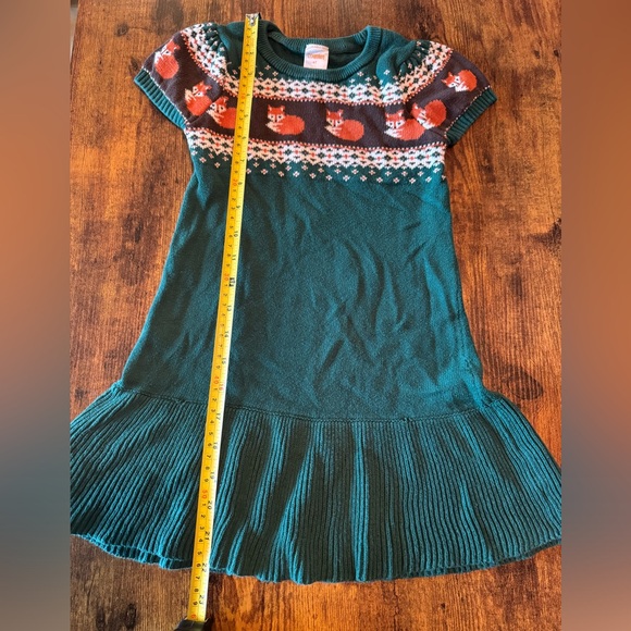 4T Forest Green Fair Isle Sweater Dress with Fox motif - Picture 3 of 4